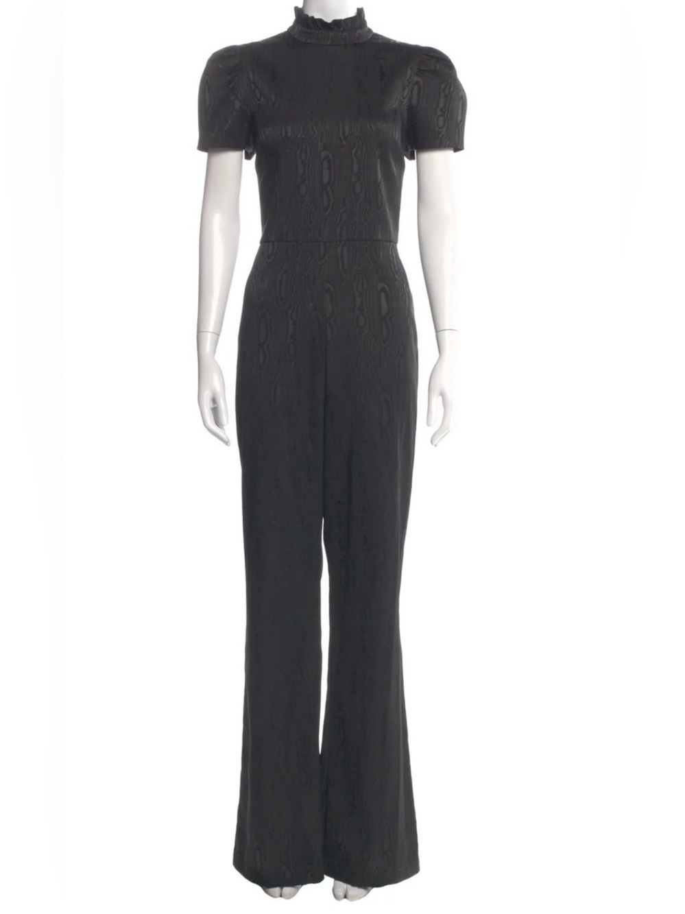 Alice + Olivia Black Short-Sleeve High-Neck Jumpsuit